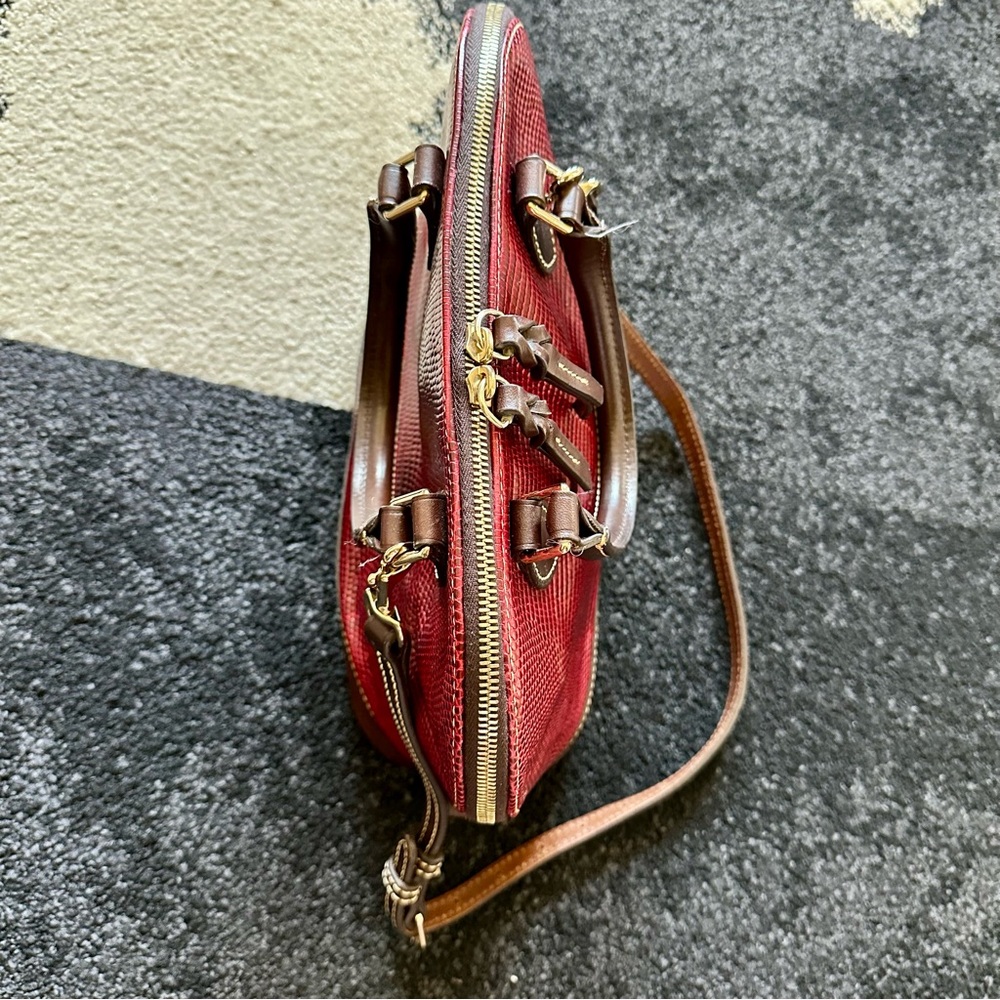 DOONEY & BOURKE Embossed Lizard Dark Red Satchel Tote Shoulder Bag - Picture 8 of 14